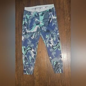 Nike Women Plus Size Blue Mint Camo Athletic Leggings